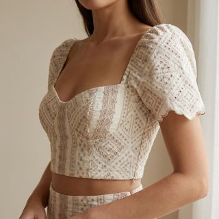 Țesătură din bumbac EMBROIDERY Lilian beige