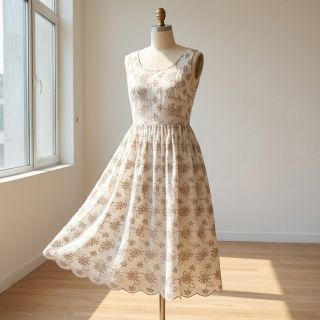 Țesătură din bumbac EMBROIDERY Lilian ecru