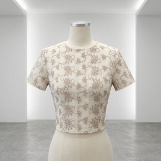 Țesătură din bumbac EMBROIDERY Lilian ecru