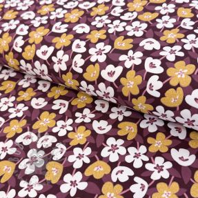 Tricot GLITTER Flowers wine red
