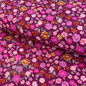 Tricot Flowers cerise digital print ORGANIC