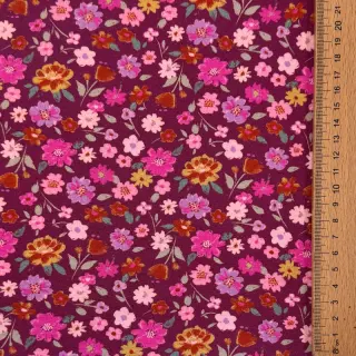 Tricot Flowers cerise digital print ORGANIC