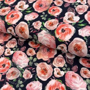 Tricot Roses navy digital print