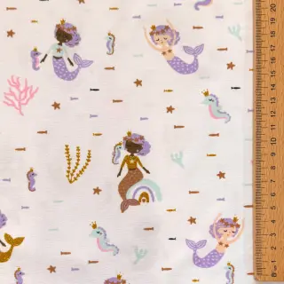 Tricot GLITTER Mermaids white digital print