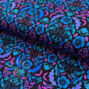 Tricot Paisley flowers black digital print