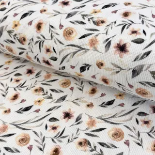 Tricot WAFFLE Flowers white digital print