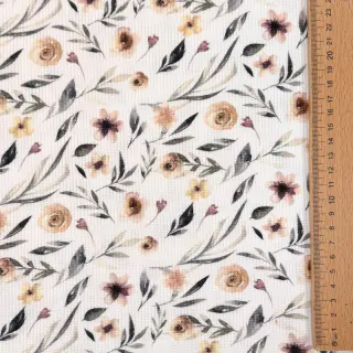 Tricot WAFFLE Flowers white digital print