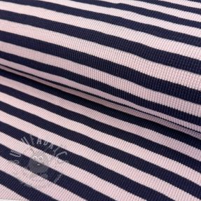 Tricot WAFFLE YARN DYED Stripes navy lilac