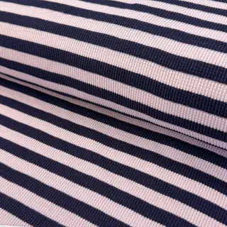 Tricot WAFFLE YARN DYED Stripes navy lilac