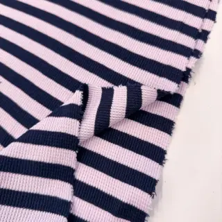Tricot WAFFLE YARN DYED Stripes navy lilac