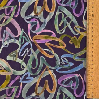 Catifea raiată subțire Hearts dark purple digital print