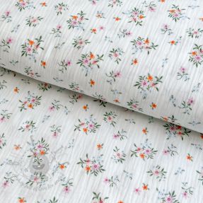 Mușelină Flowers white ORGANIC