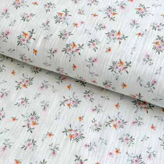 Mușelină Flowers white ORGANIC