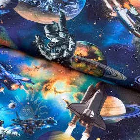 Țesătură din bumbac Space navy digital print