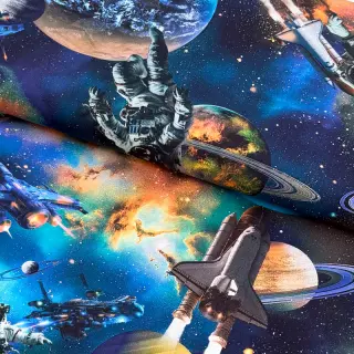 Țesătură din bumbac Space navy digital print