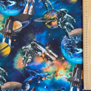 Țesătură din bumbac Space navy digital print