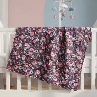 Țesătură din bumbac Flowers Anabell dark purple digital print