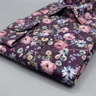 Țesătură din bumbac Flowers Anabell dark purple digital print