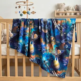 Țesătură din bumbac Space navy digital print