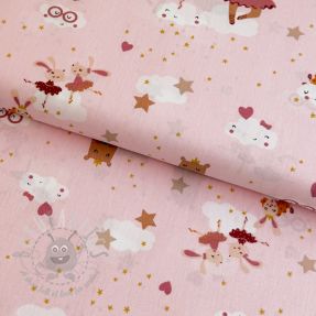 Țesătură din bumbac Sweet ballerina animals powder ORGANIC