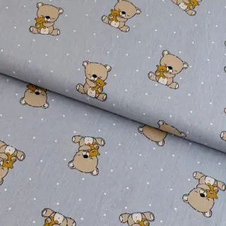 Țesătură din bumbac Sweet bear light grey ORGANIC