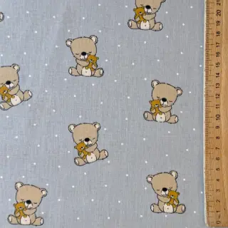 Țesătură din bumbac Sweet bear light grey ORGANIC