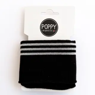 Patent CUFFS LUREX 7 cm black silver