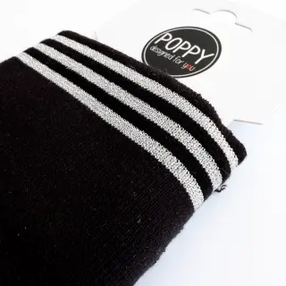 Patent CUFFS LUREX 7 cm black silver