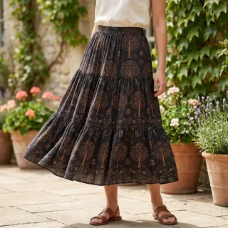 Viscoză RAYON POPLIN Dark barrock design A
