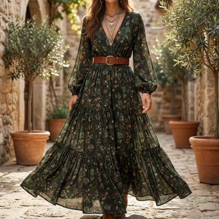 Viscoză RAYON POPLIN Dark barrock design B