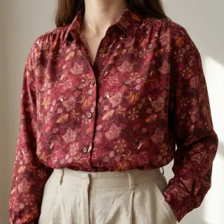 Viscoză RAYON POPLIN Dark barrock design C