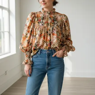 Viscoză RAYON POPLIN Wild flowers design A