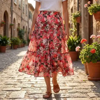 Viscoză RAYON POPLIN Wild flowers design B