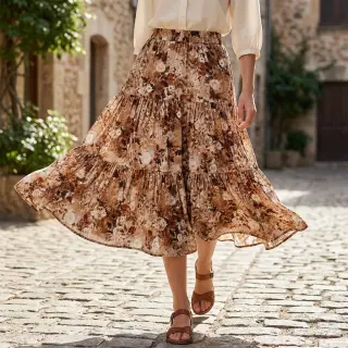 Viscoză RAYON POPLIN Wild flowers design C