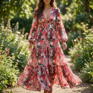 Viscoză RAYON POPLIN Wild flowers design D