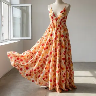 Viscoză RAYON POPLIN Poppys design C