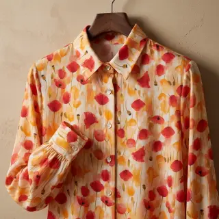 Viscoză RAYON POPLIN Poppys design C