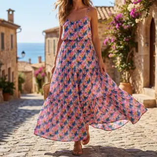 Viscoză RAYON POPLIN Faded spots design A
