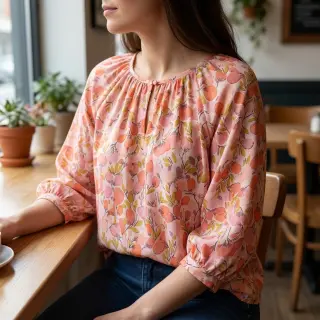 Viscoză RAYON POPLIN Simplistic flowers design A