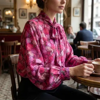 Viscoză RAYON POPLIN Flower sea design A