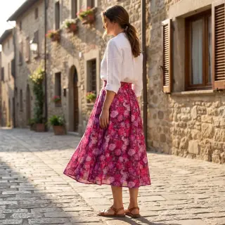 Viscoză RAYON POPLIN Flower sea design A