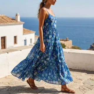 Viscoză RAYON POPLIN Flower sea design B