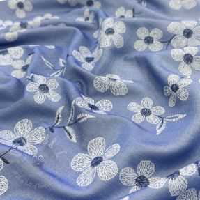 Țesătură din bumbac JEANS Chambre LUXURY JACQUARD Flowers jeans