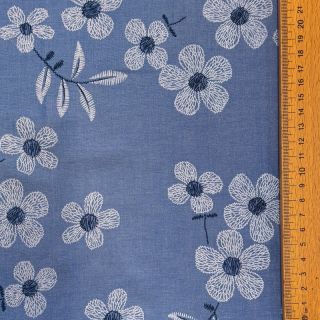 Țesătură din bumbac JEANS Chambre LUXURY JACQUARD Flowers jeans