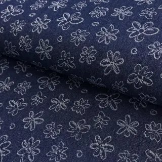 JEANS DENIM JACQUARD Flower dark blue