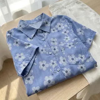 Țesătură din bumbac JEANS Chambre LUXURY JACQUARD Flowers jeans