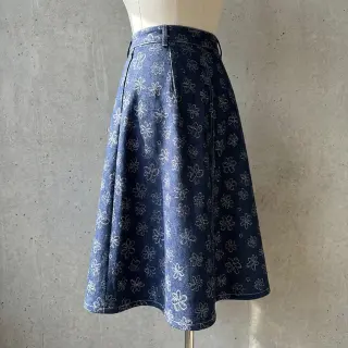 JEANS DENIM JACQUARD Flower dark blue