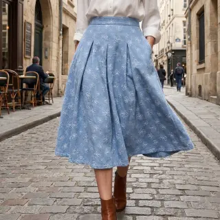 JEANS DENIM JACQUARD Flower light jeans