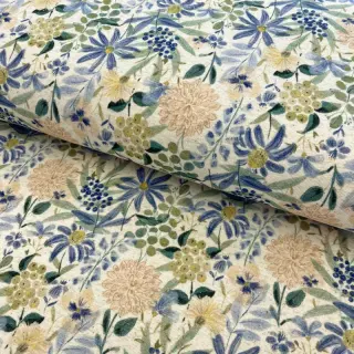 Tricot cu in Flowers ecru blue digital print