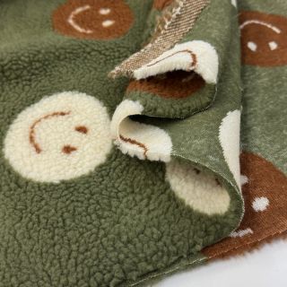 Stofă palton TEDDY JACQUARD Happy faces green
